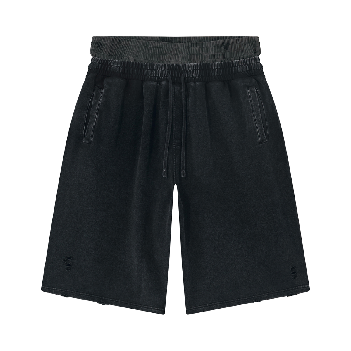 DeadGame Vintage Wash Distressed Wide-Leg Shorts